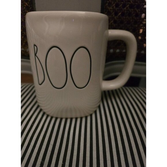 NWT Rae Dunn Halloween Boo Coffee Mug White Black Writing 2020 - Picture 2 of 11